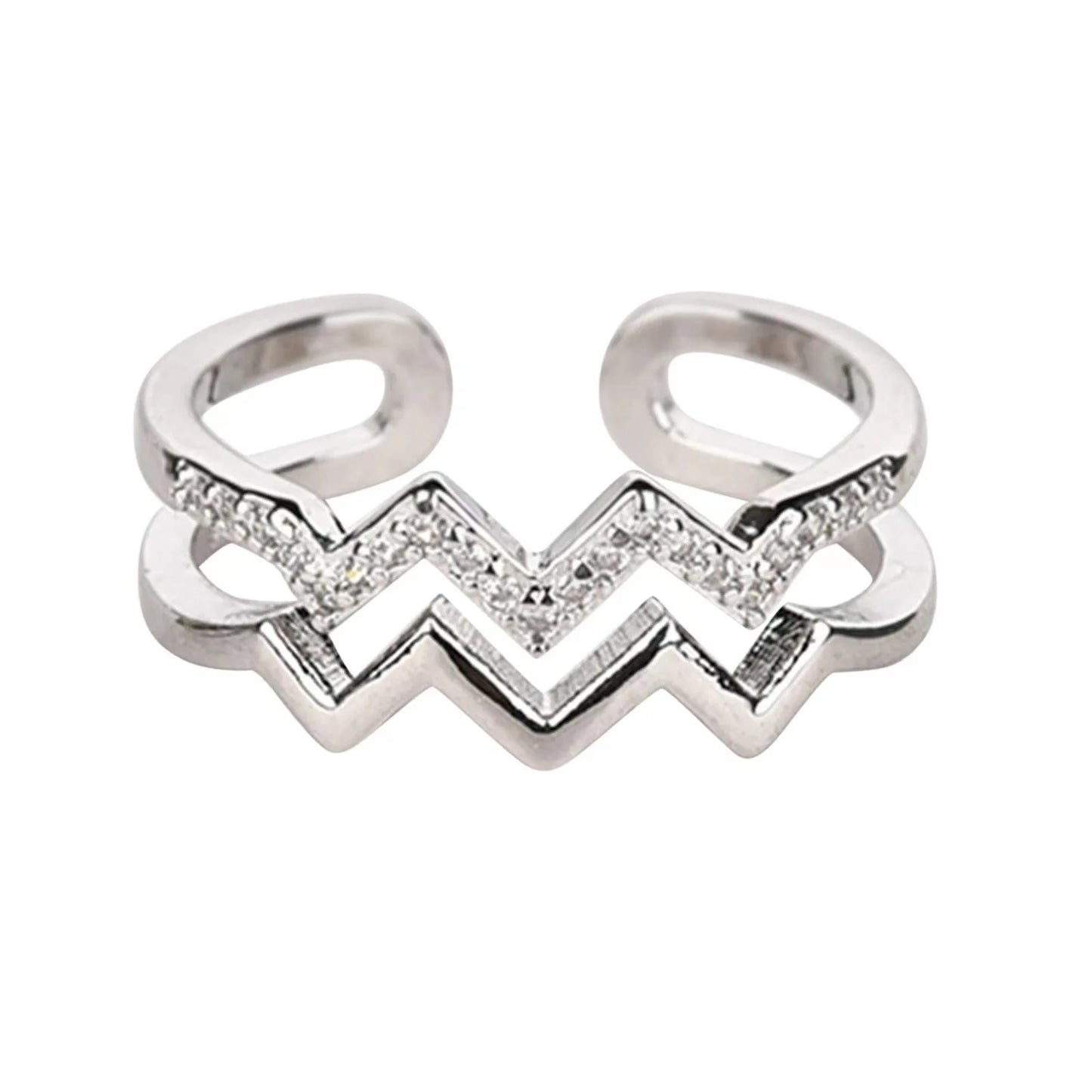 An meine Tochter – Höhen und Tiefen – Wellenöffnungsring mit Karte für Frauen und Mädchen – gewellter Zickzack-Ring – Doppelwellenring – Ring mit eingelegtem Zirkonia