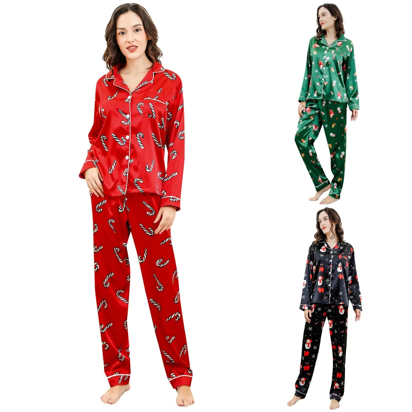 **π Christmas Snowman Print Pajama Sets for Women π*