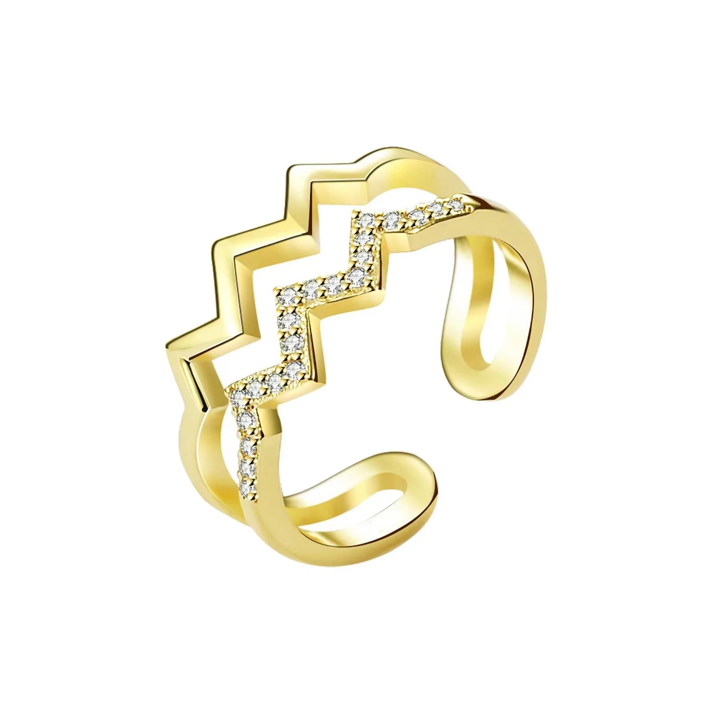 An meine Tochter – Höhen und Tiefen – Wellenöffnungsring mit Karte für Frauen und Mädchen – gewellter Zickzack-Ring – Doppelwellenring – Ring mit eingelegtem Zirkonia
