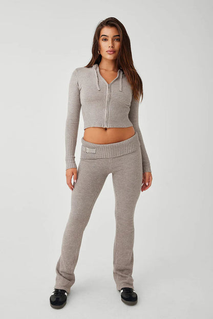 2 Piece Hooded Sweater Crop Top