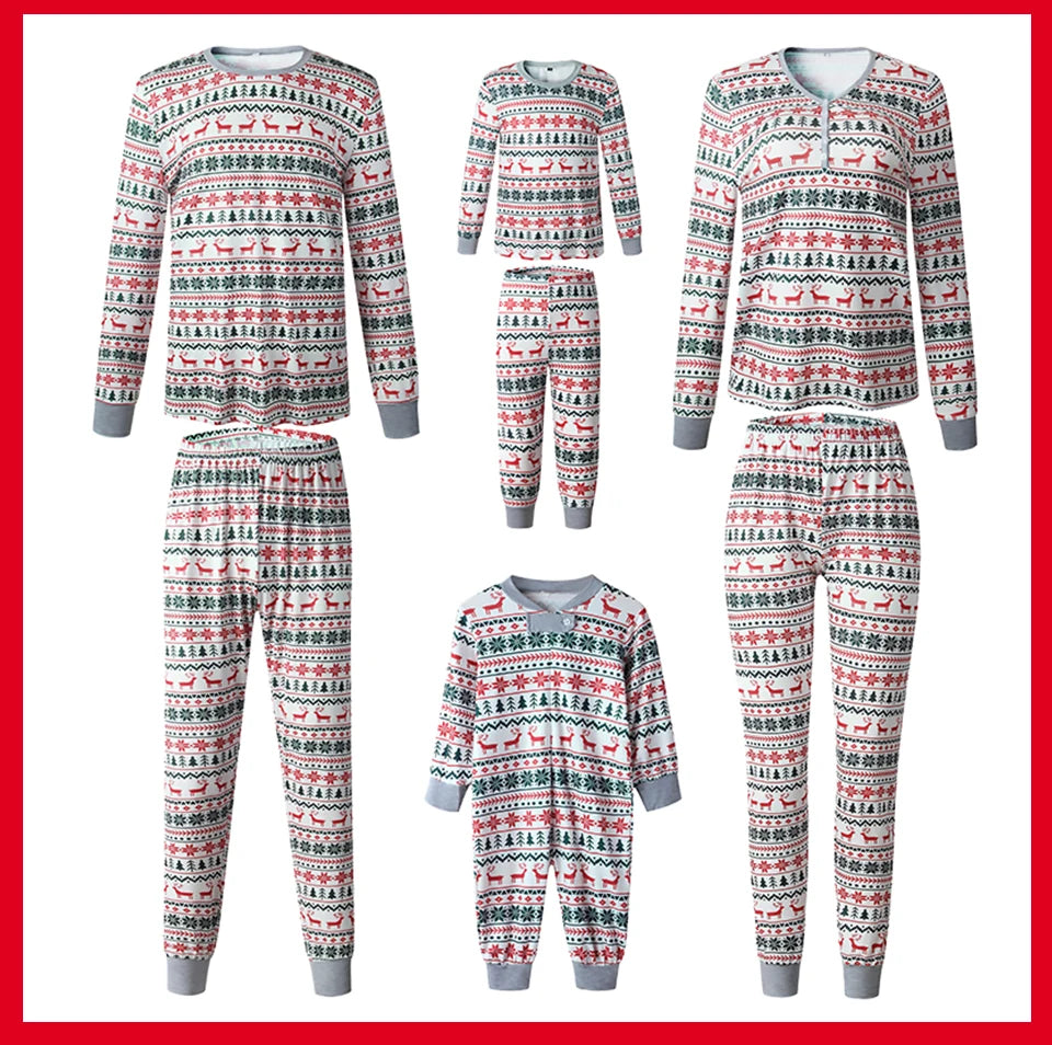 2024 Christmas Family Matching Pajamas New Year Xmas Father Mother Kids Baby Clothes Set Dad Mom And Daughter Son Pyjamas Outfit