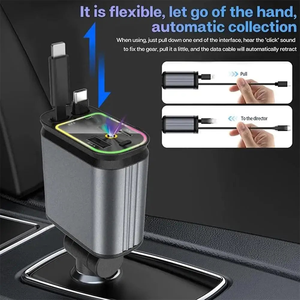 4 In 1 Retractable Car Charger Starlight In Car Roof 1