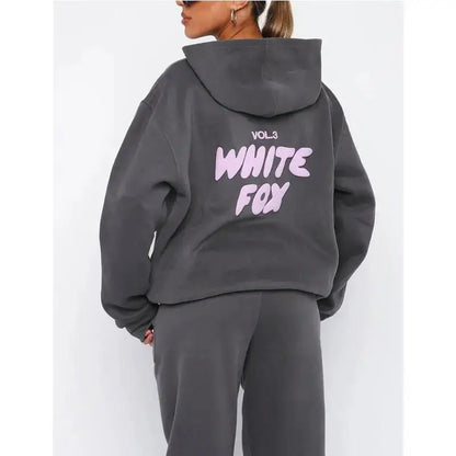 2024 Women's hoodie set printed with wool letters loose two-piece sports pants coarse plaid clothes