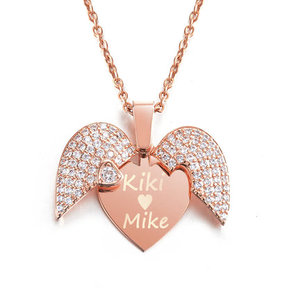 Personalized Heart Wings Pendant