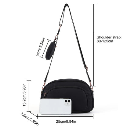 Women Messenger Bag Fashion Ladies Casual Handbags Nylon Adjustable Strap Temperament Multi-pocket Shopping Small Purses