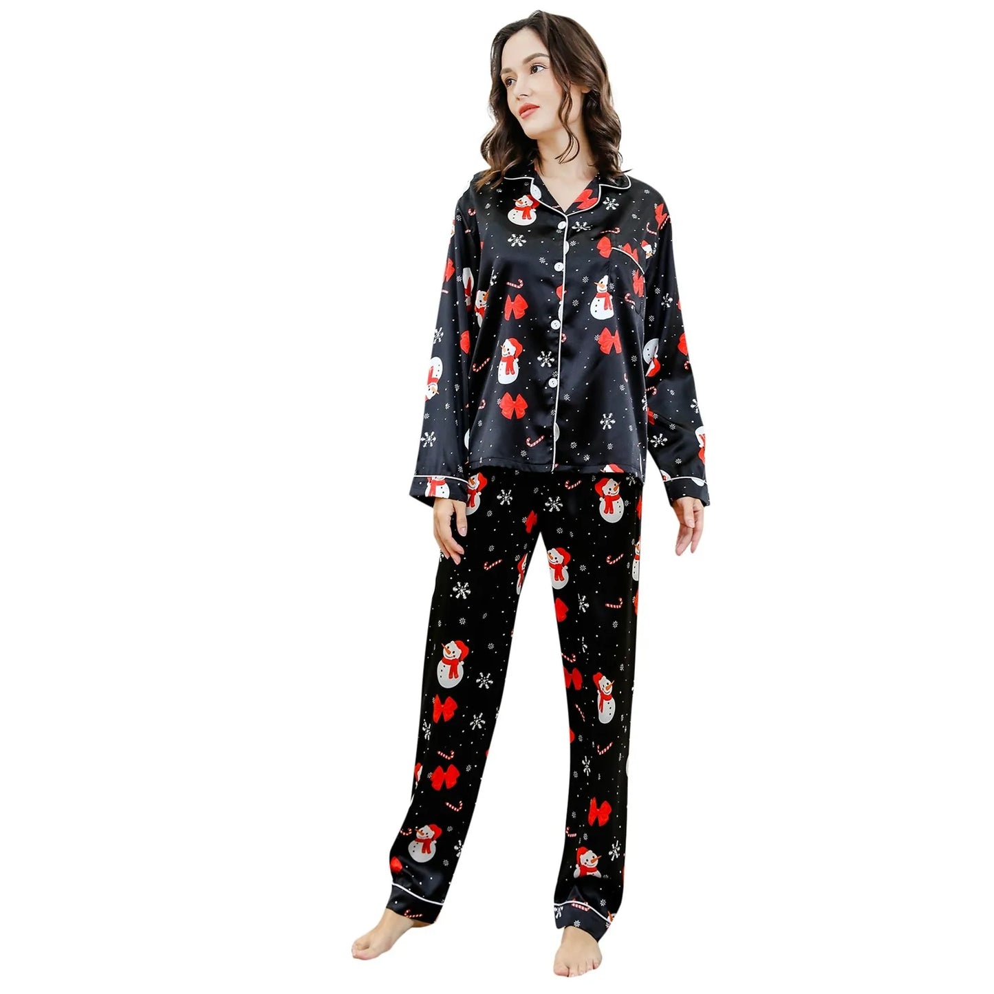 **🎄 Christmas Snowman Print Pajama Sets for Women 🎄*